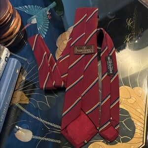 Valentino Silk Burgundy Tie with Multicolor Stripes